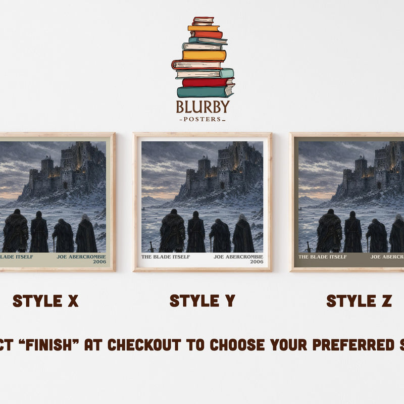 The Blade Itself literary print in frame leaning in hallway – fantasy wall art