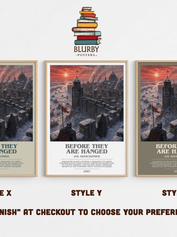 Before They Are Hanged bookish print in frame leaning in hallway – fantasy wall art