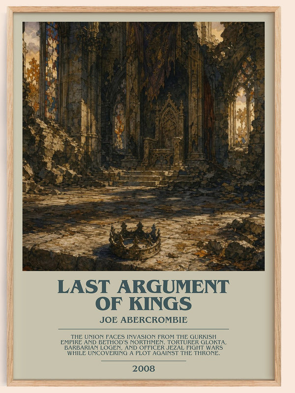 Last Argument of Kings bookish book poster by Joe Abercrombie – framed literary art print