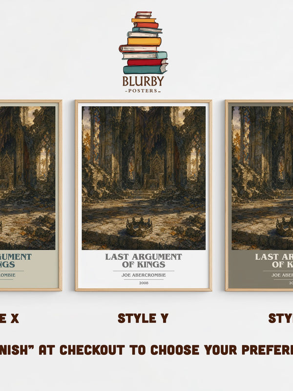 Last Argument of Kings book cover print in frame leaning in hallway – fantasy wall art