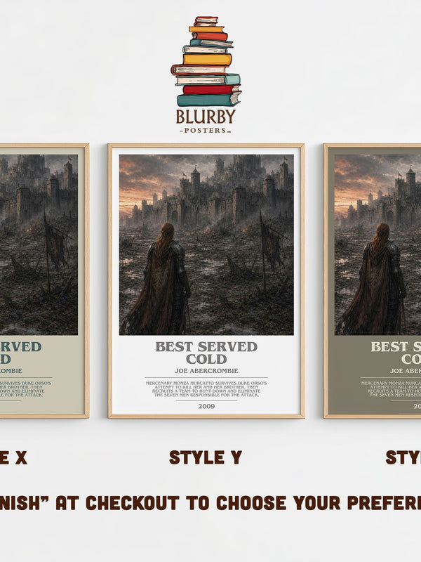 Best Served Cold bookish print in frame leaning in hallway – fantasy wall art