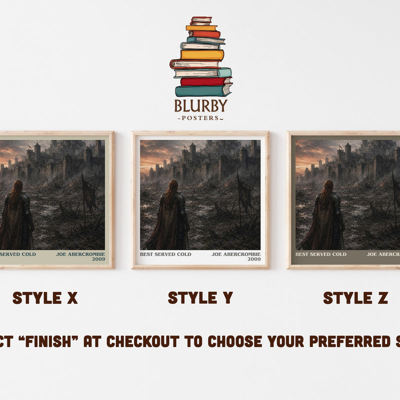Best Served Cold literary print in frame leaning in hallway – fantasy wall art