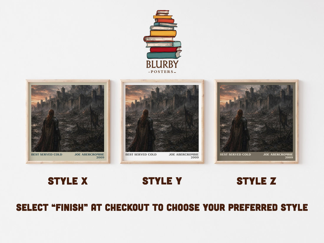 Best Served Cold literary print in frame leaning in hallway – fantasy wall art (mockup)