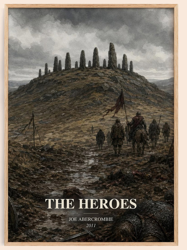 The Heroes watercolour book poster by Joe Abercrombie – framed literary art print