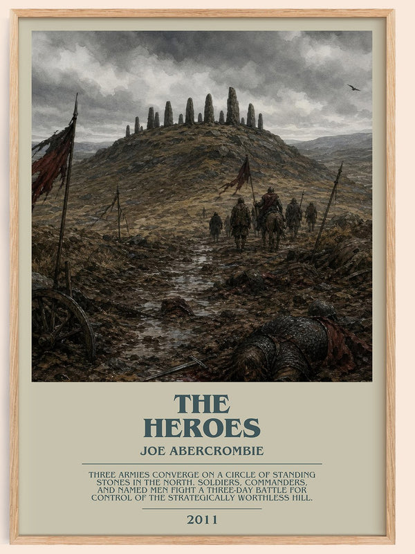 The Heroes bookish book poster by Joe Abercrombie – framed literary art print