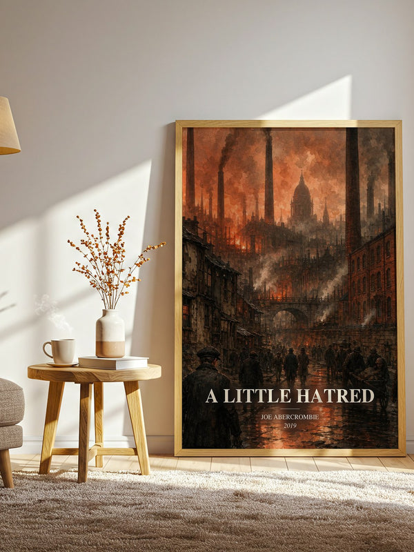 A Little Hatred watercolour print in frame leaning in hallway – fantasy wall art