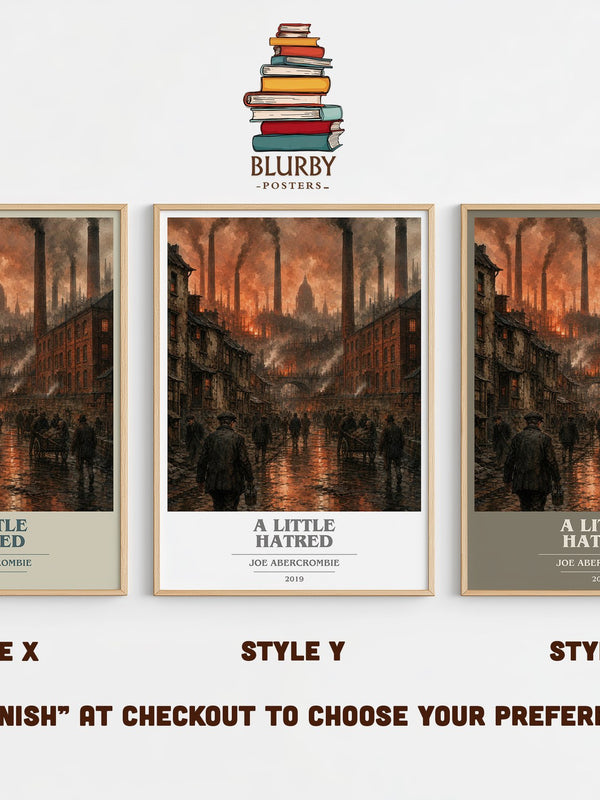 A Little Hatred book cover print in frame leaning in hallway – fantasy wall art