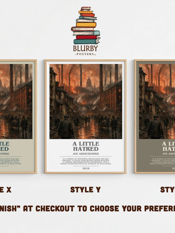 A Little Hatred bookish print in frame leaning in hallway – fantasy wall art