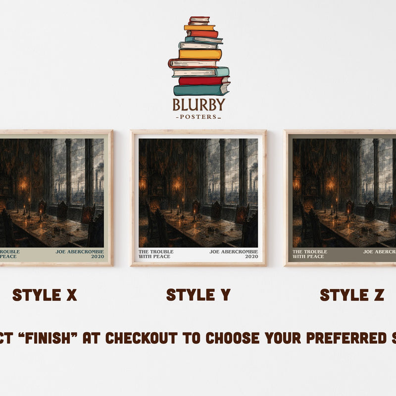The Trouble with Peace literary print in frame leaning in hallway – fantasy wall art