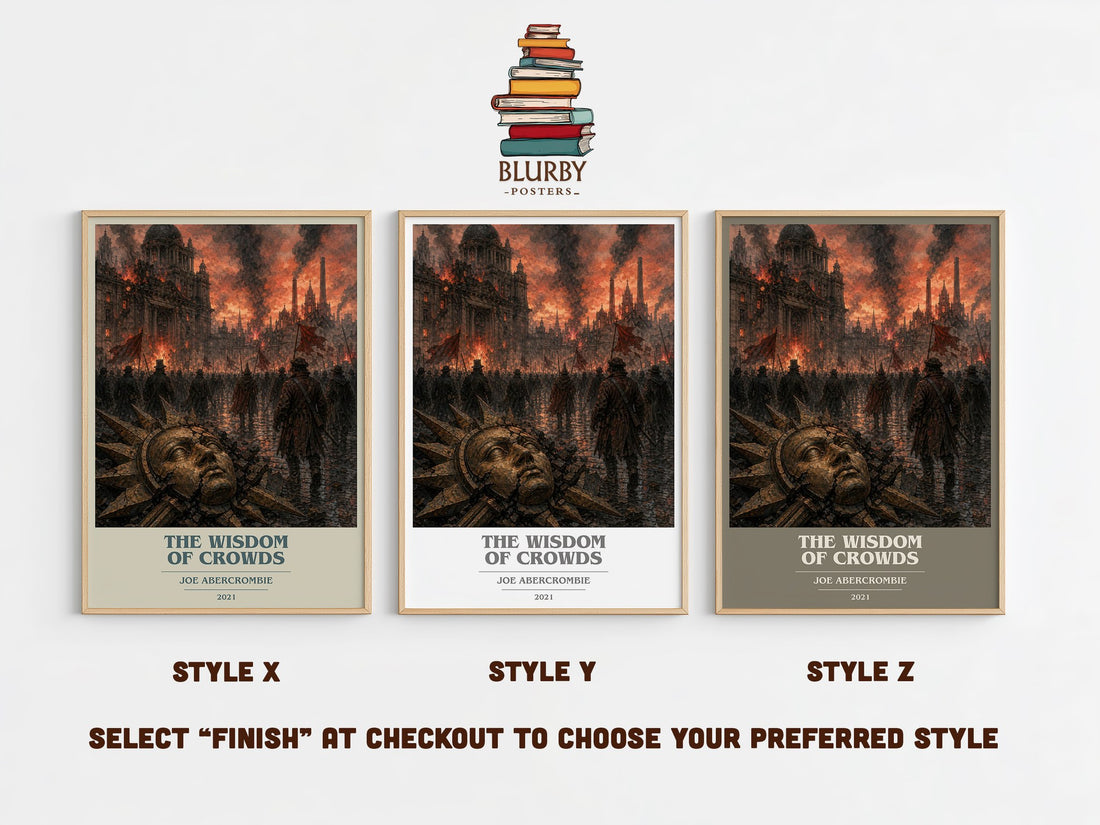 The Wisdom of Crowds book cover print in frame leaning in hallway – fantasy wall art (mockup)