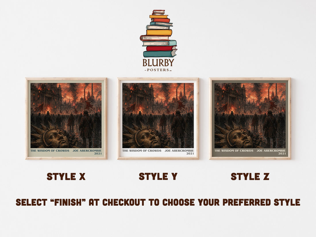 The Wisdom of Crowds literary print in frame leaning in hallway – fantasy wall art (mockup)