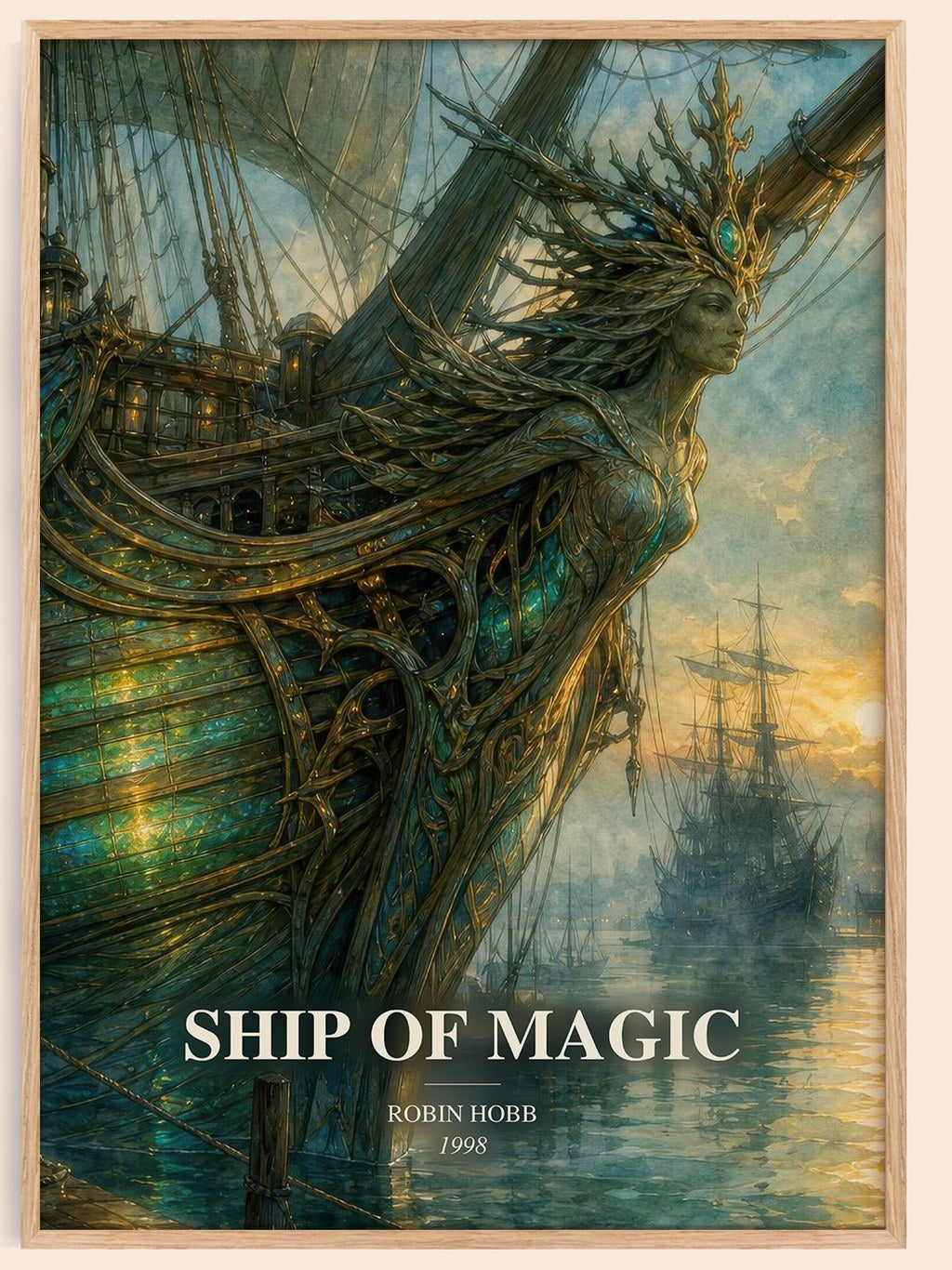 Ship of Magic watercolour book poster by Robin Hobb – framed literary art print