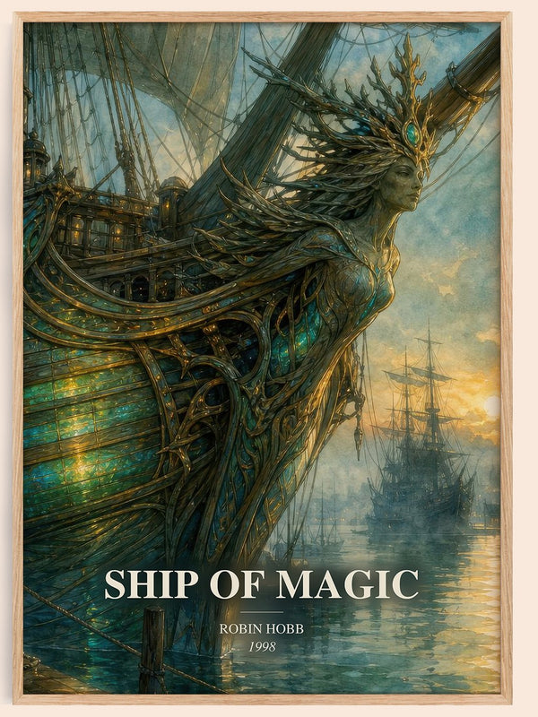 Ship of Magic watercolour book poster by Robin Hobb – framed literary art print