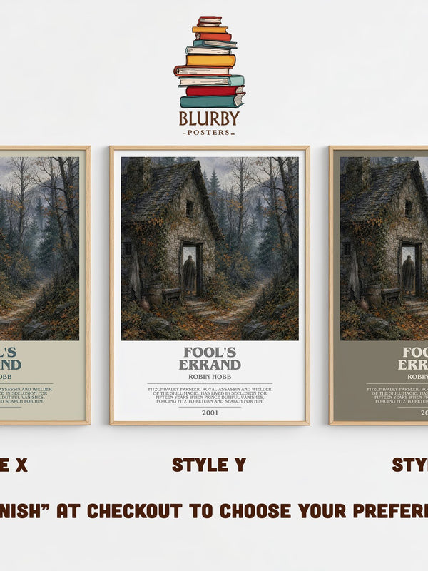Fool's Errand bookish print in frame leaning in hallway – fantasy wall art