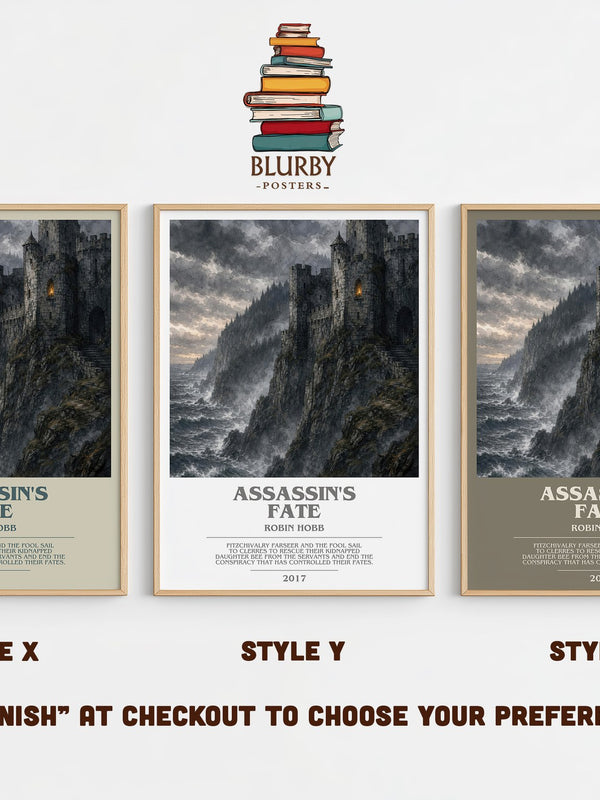 Assassin's Fate bookish print in frame leaning in hallway – fantasy wall art