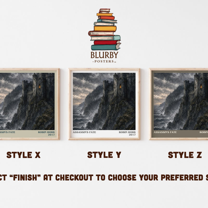 Assassin's Fate literary print in frame leaning in hallway – fantasy wall art