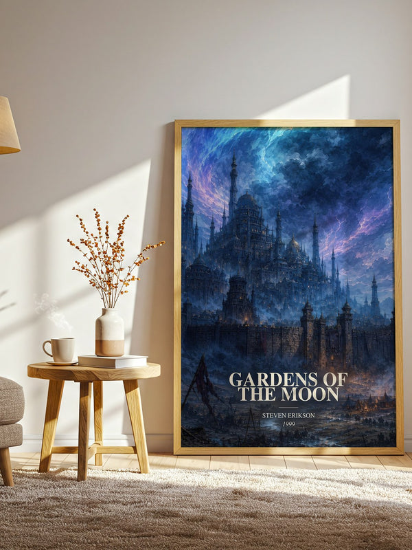 Gardens of the Moon watercolour print in frame leaning in hallway – fantasy wall art