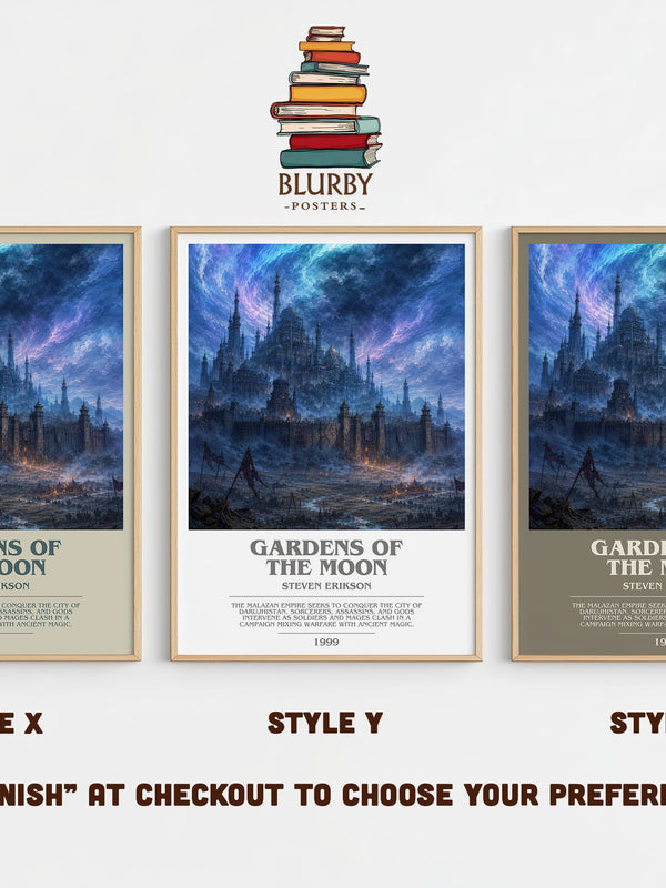 Gardens of the Moon bookish print in frame leaning in hallway – fantasy wall art