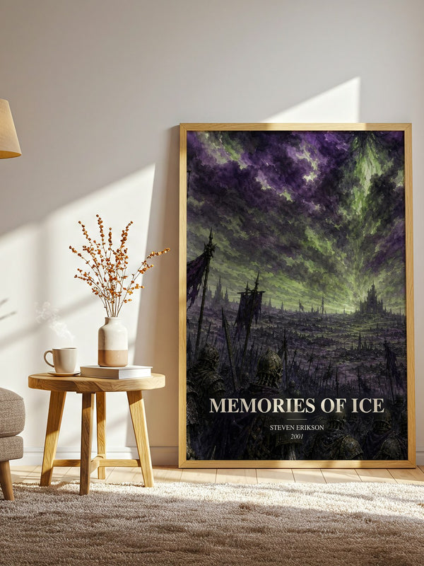 Memories of Ice watercolour print in frame leaning in hallway – fantasy wall art