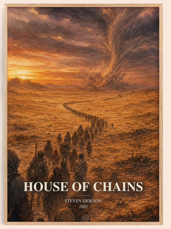 House of Chains watercolour book poster by Steven Erikson – framed literary art print