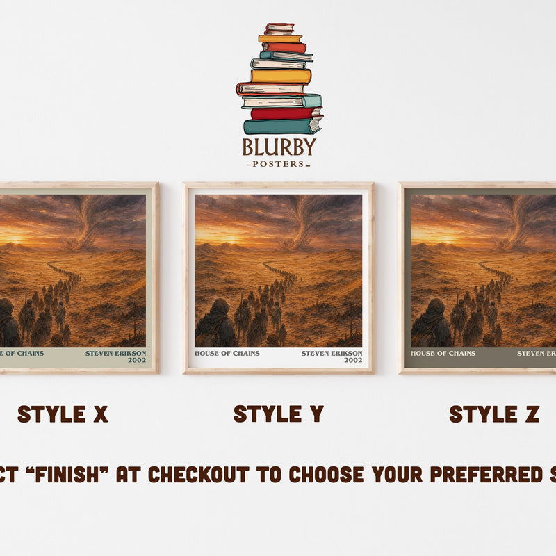 House of Chains literary print in frame leaning in hallway – fantasy wall art