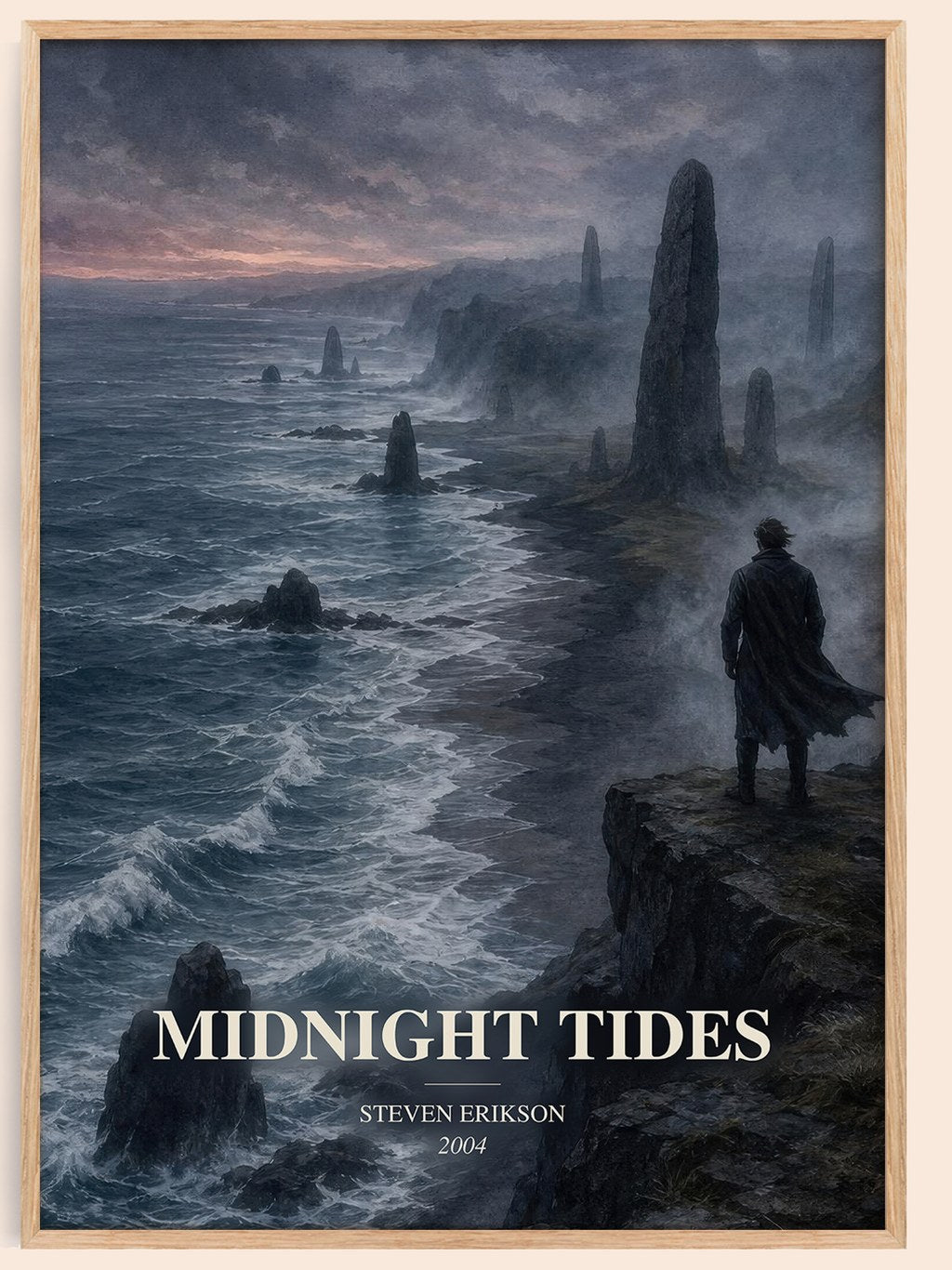 Midnight Tides watercolour book poster by Steven Erikson – framed literary art print