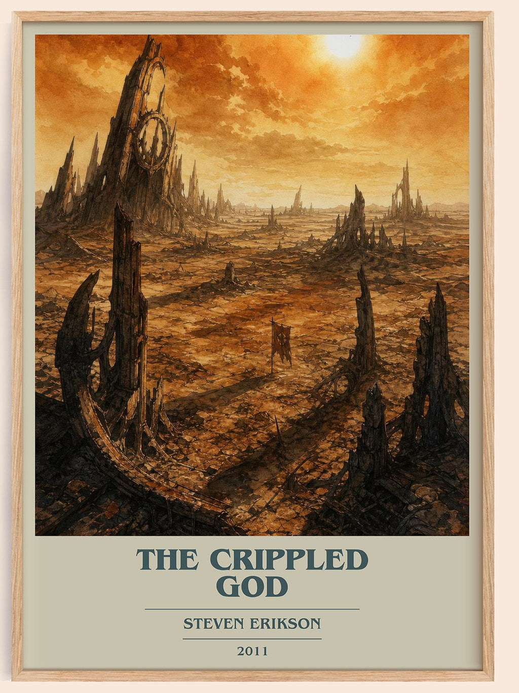 The Crippled God book cover book poster by Steven Erikson – framed literary art print