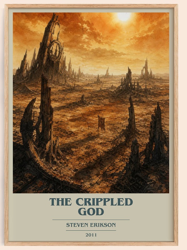 The Crippled God book cover book poster by Steven Erikson – framed literary art print