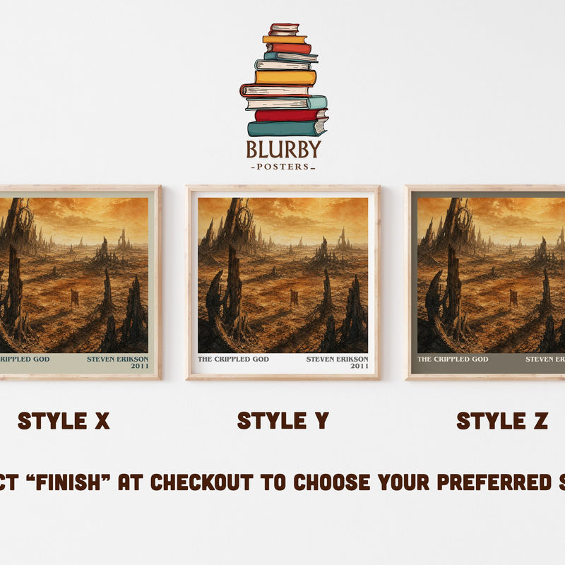 The Crippled God literary print in frame leaning in hallway – fantasy wall art