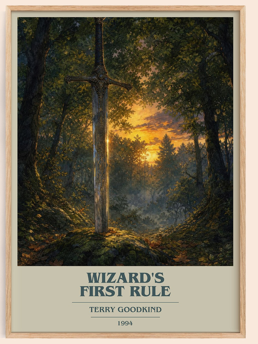 Wizard's First Rule book cover book poster by Terry Goodkind – framed literary art print