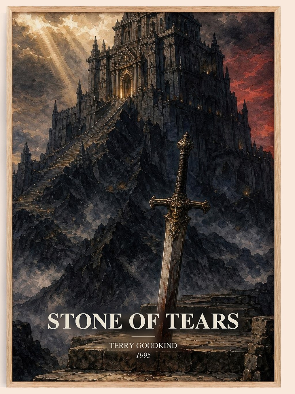 Stone of Tears watercolour book poster by Terry Goodkind – framed literary art print