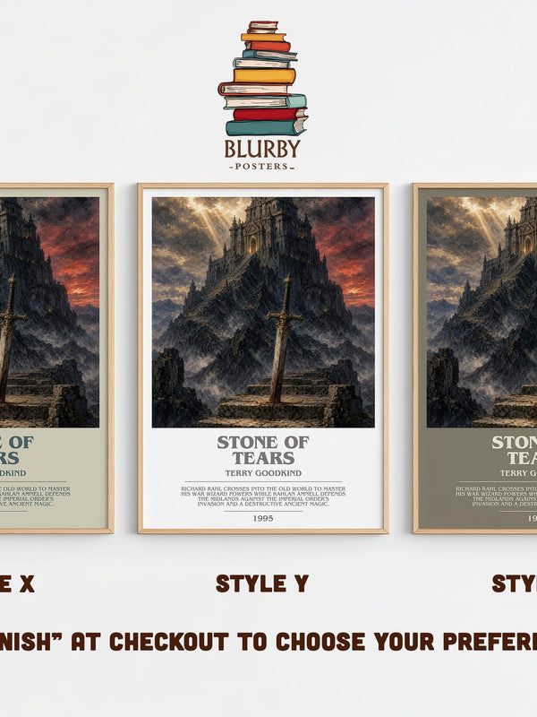 Stone of Tears bookish print in frame leaning in hallway – fantasy wall art