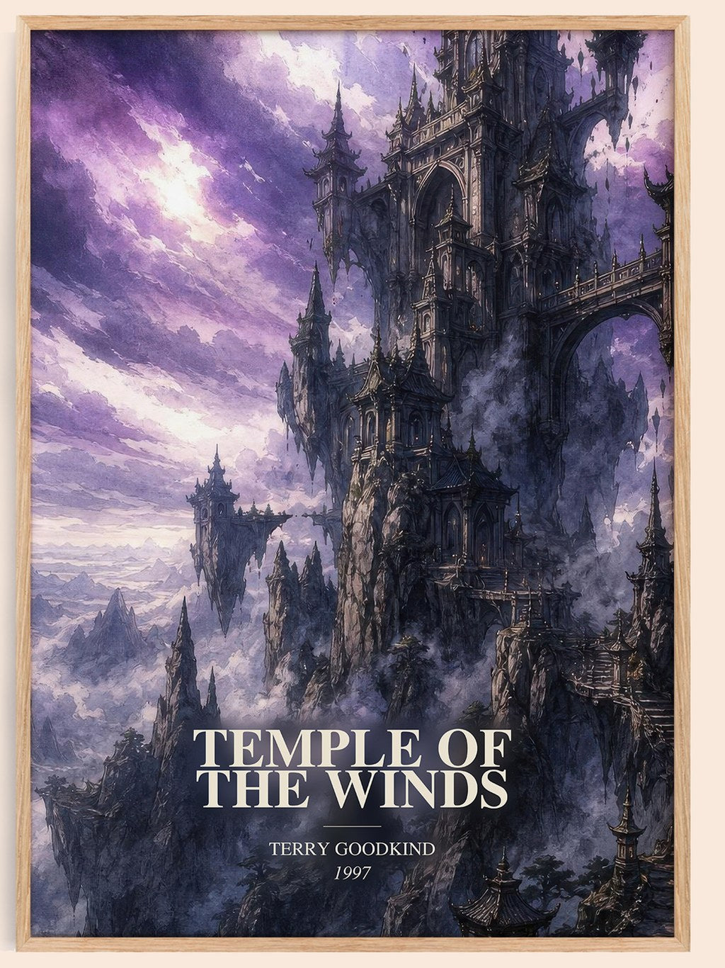Temple of the Winds watercolour book poster by Terry Goodkind – framed literary art print