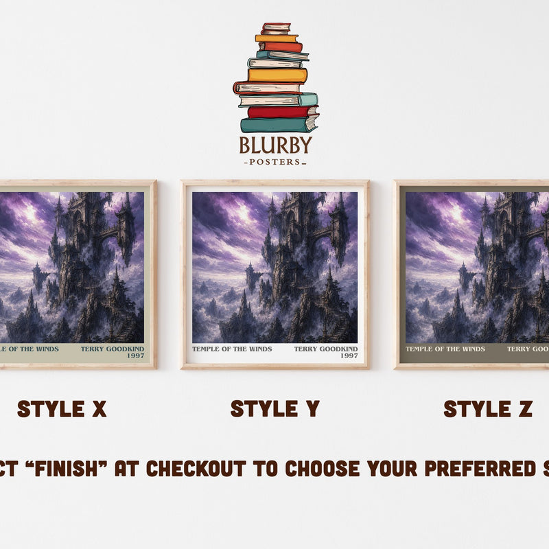 Temple of the Winds literary print in frame leaning in hallway – fantasy wall art