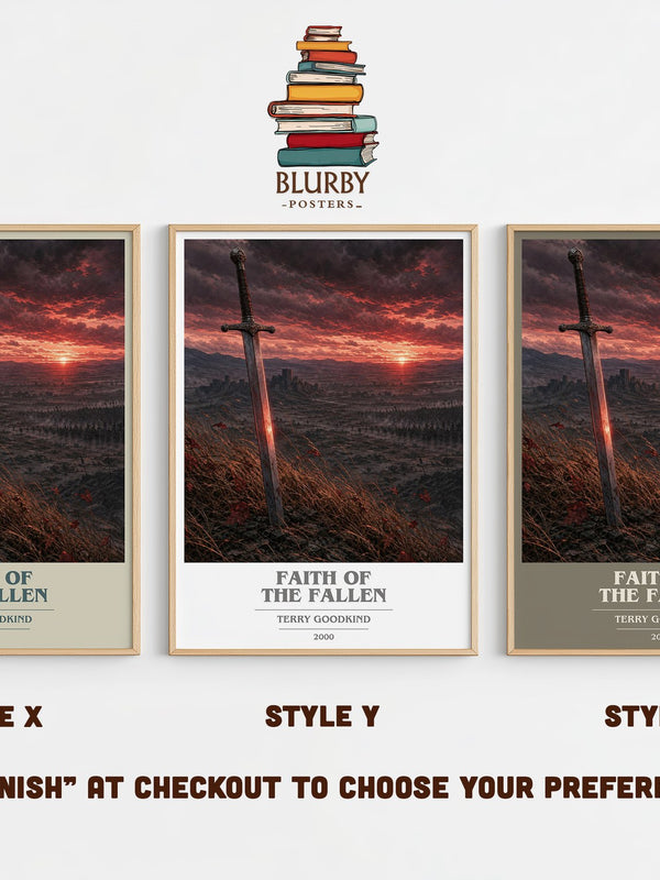Faith of the Fallen book cover print in frame leaning in hallway – fantasy wall art