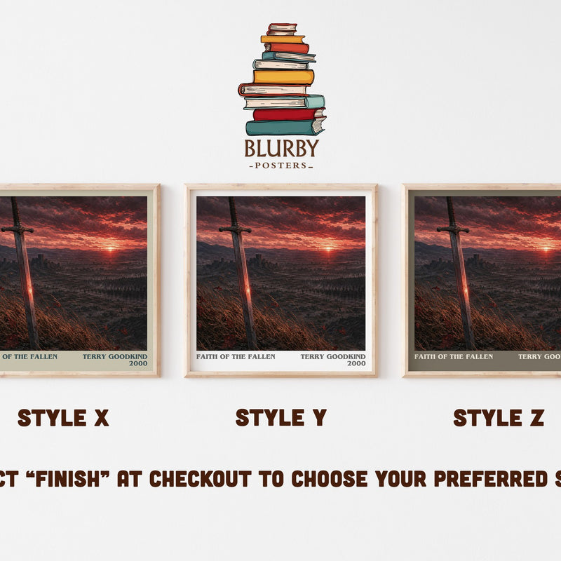 Faith of the Fallen literary print in frame leaning in hallway – fantasy wall art
