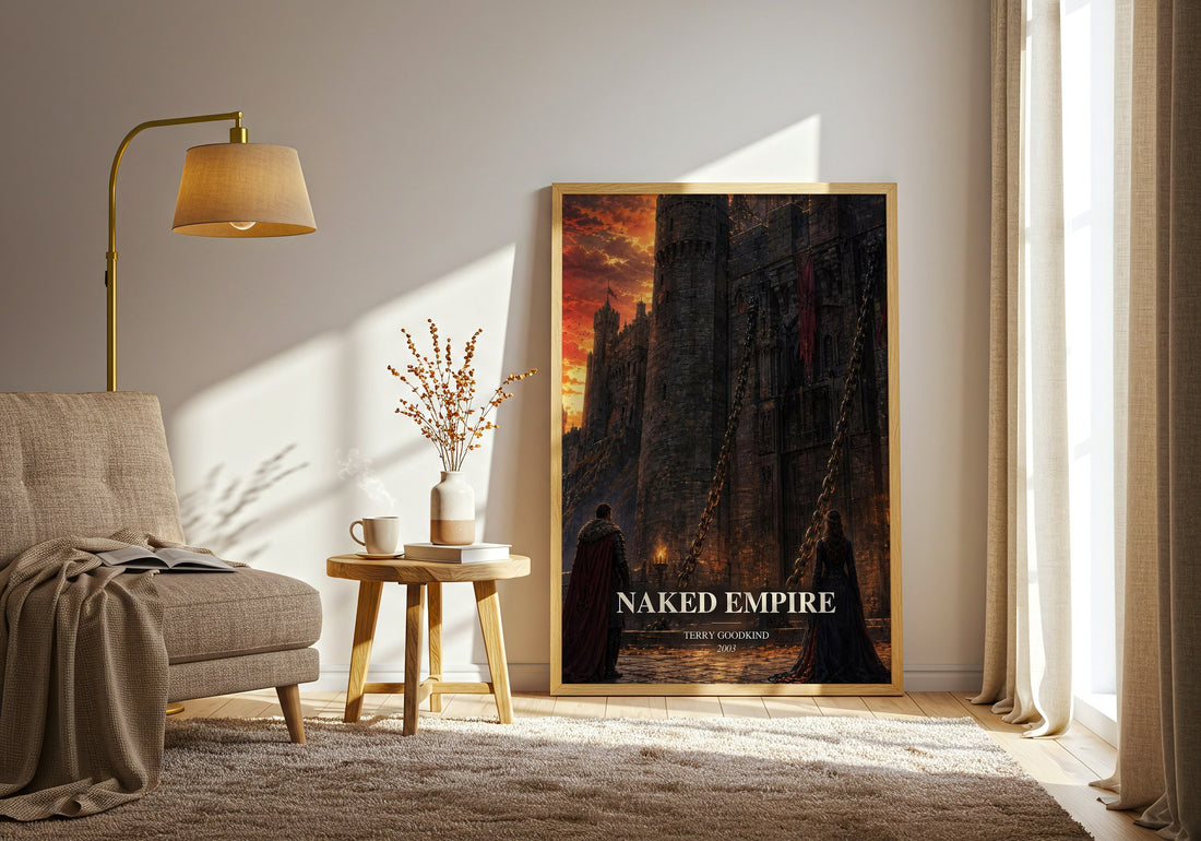 Naked Empire watercolour print in frame leaning in hallway – fantasy wall art (mockup)