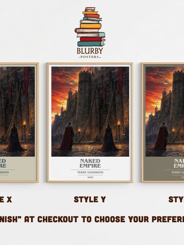 Naked Empire book cover print in frame leaning in hallway – fantasy wall art