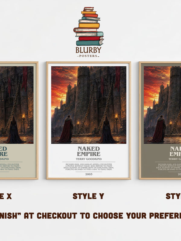 Naked Empire bookish print in frame leaning in hallway – fantasy wall art