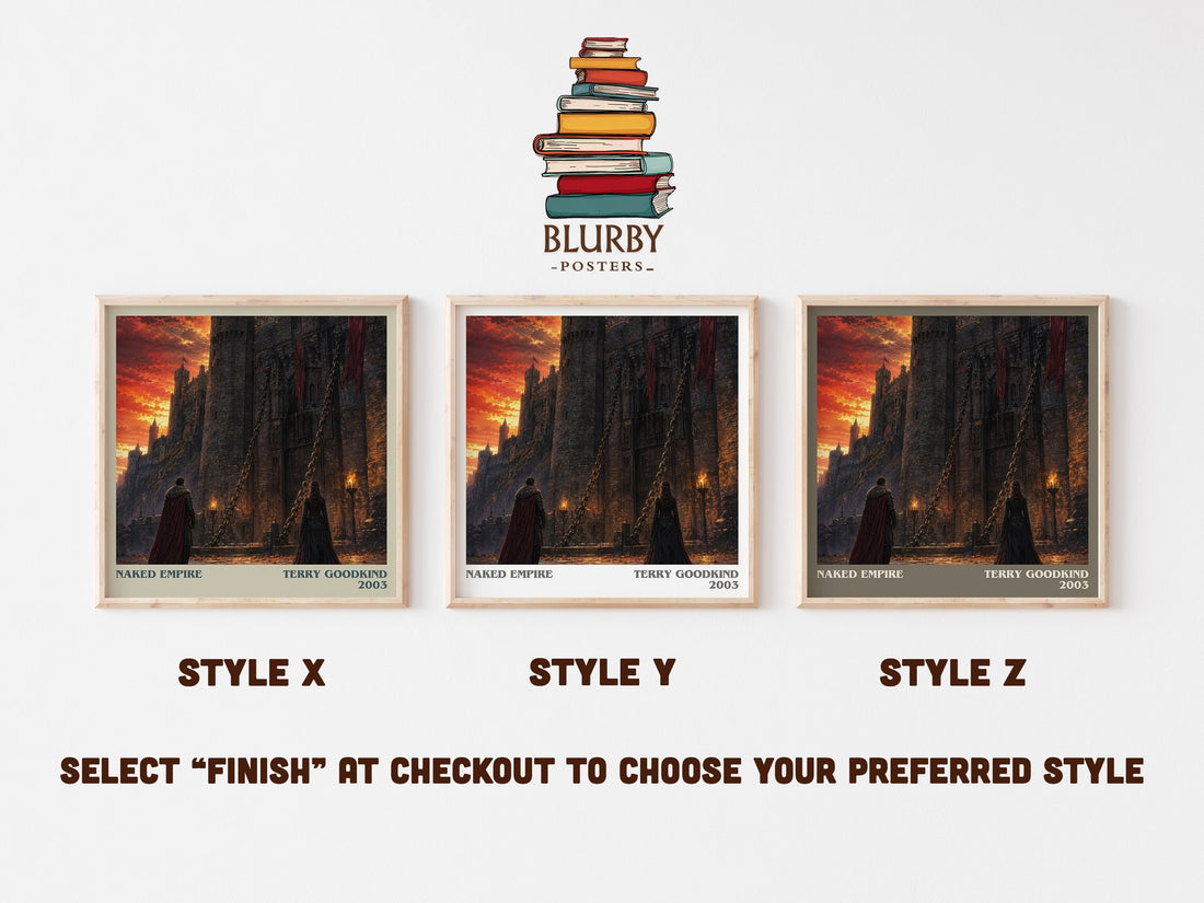 Naked Empire literary print in frame leaning in hallway – fantasy wall art (mockup)