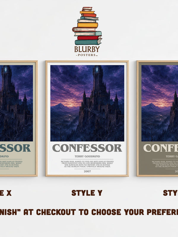 Confessor bookish print in frame leaning in hallway – fantasy wall art