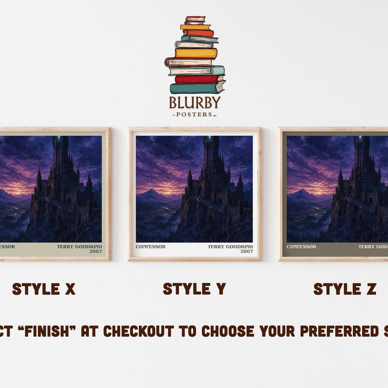 Confessor literary print in frame leaning in hallway – fantasy wall art