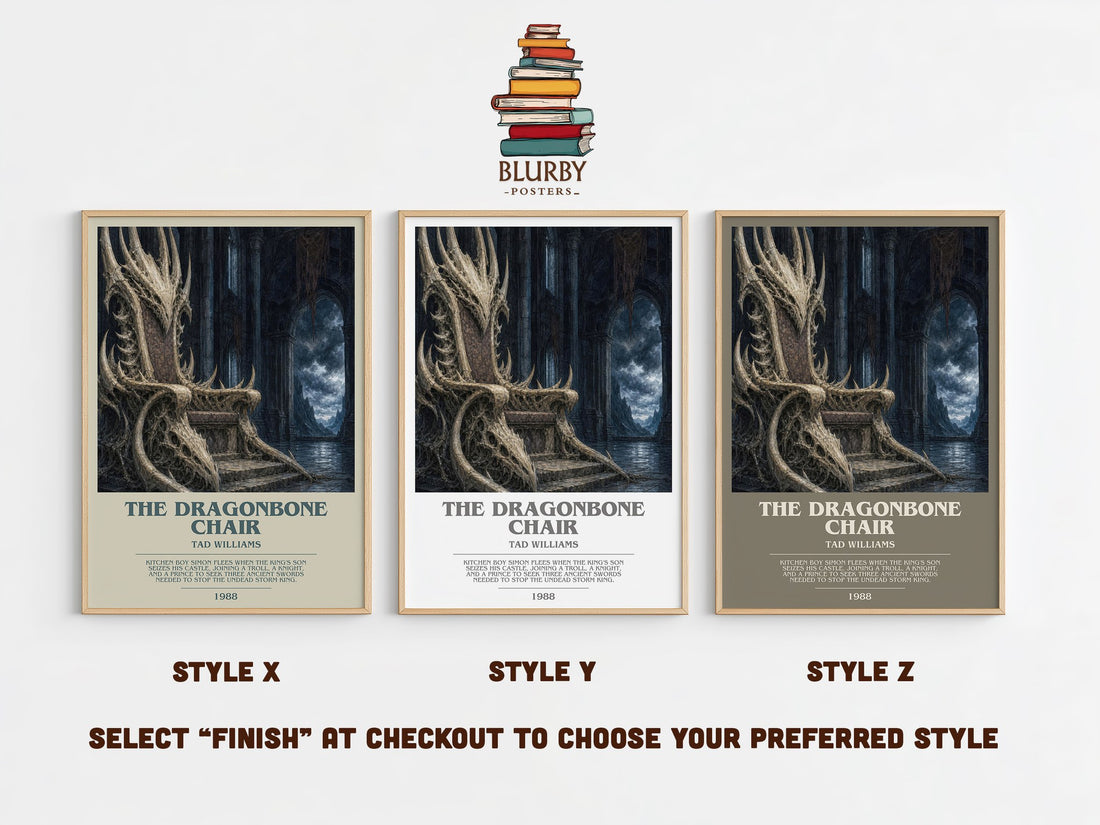 The Dragonbone Chair bookish print in frame leaning in hallway – fantasy wall art (mockup)