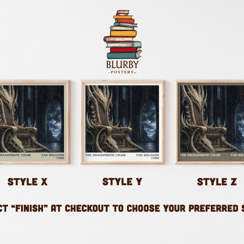 The Dragonbone Chair literary print in frame leaning in hallway – fantasy wall art