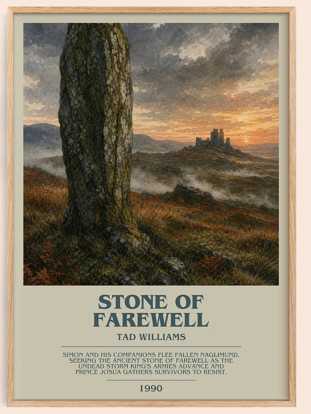 Stone of Farewell bookish book poster by Tad Williams – framed literary art print