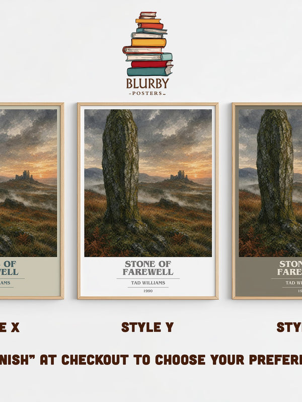 Stone of Farewell book cover print in frame leaning in hallway – fantasy wall art
