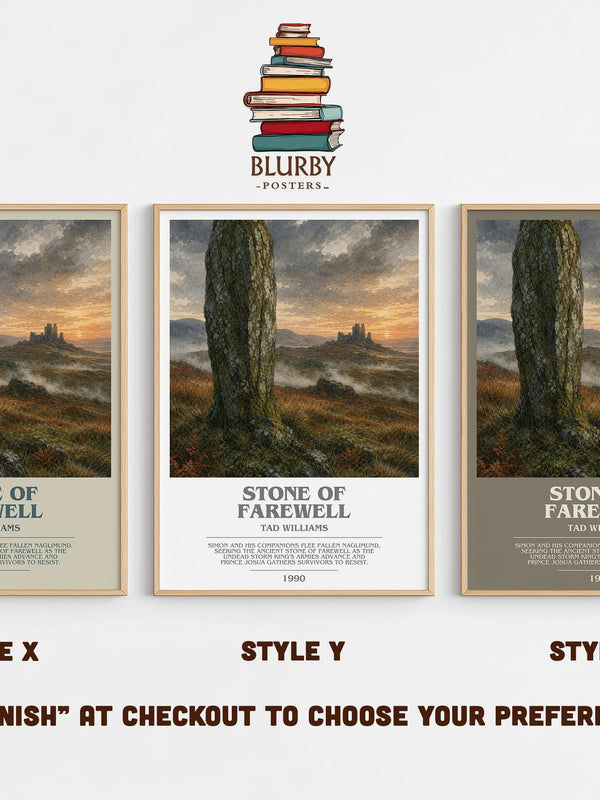 Stone of Farewell bookish print in frame leaning in hallway – fantasy wall art