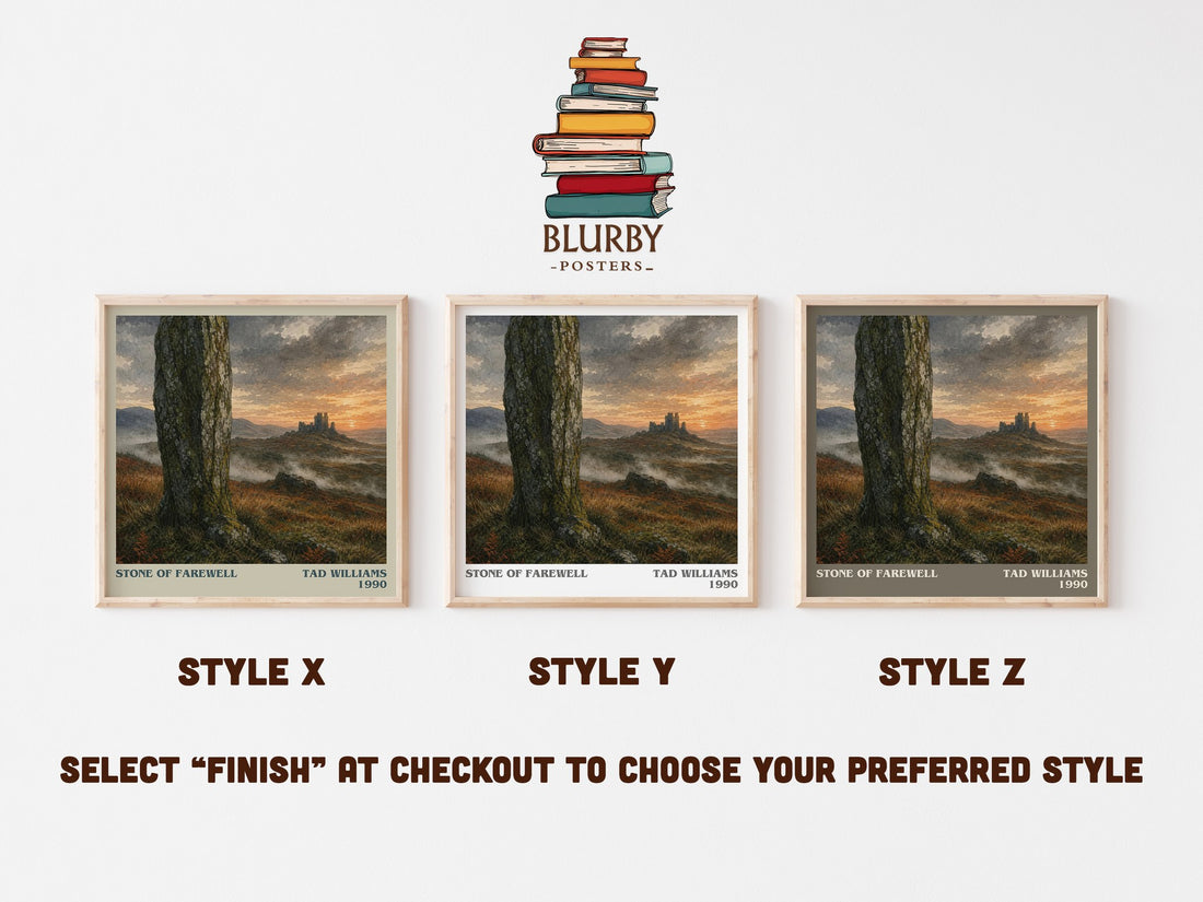 Stone of Farewell literary print in frame leaning in hallway – fantasy wall art (mockup)