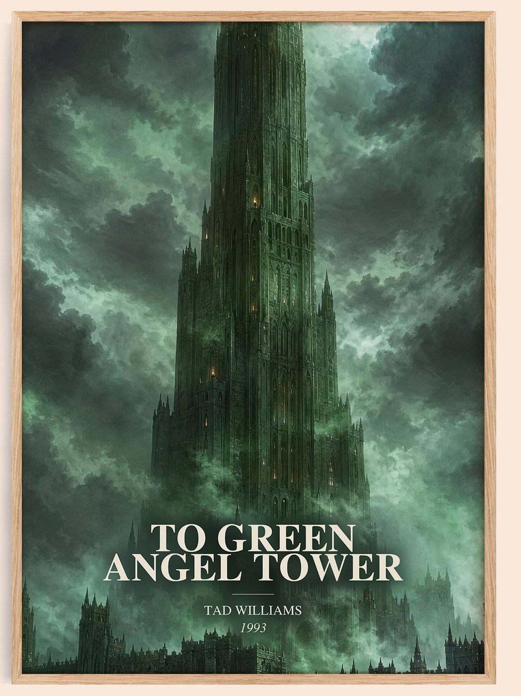 To Green Angel Tower watercolour book poster by Tad Williams – framed literary art print