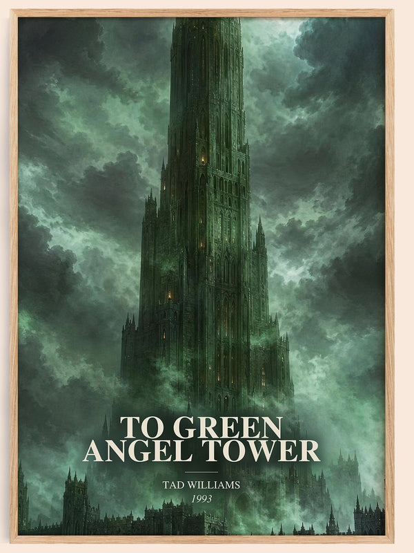 To Green Angel Tower watercolour book poster by Tad Williams – framed literary art print